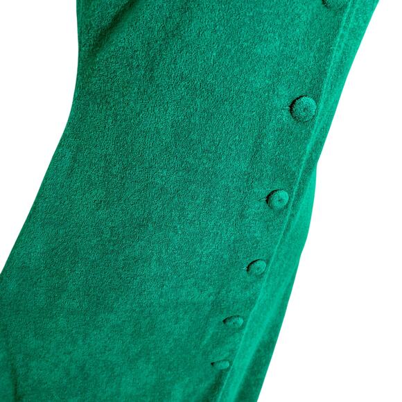 Vintage Retro 70s Green Terry Cloth Button Strapless Tubetop Coverup Dress Small - Picture 7 of 11